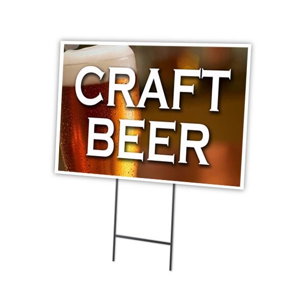 Craft Beer Yard Sign & Stake outdoor plastic coroplast window, C-1216-DS-Craft Beer